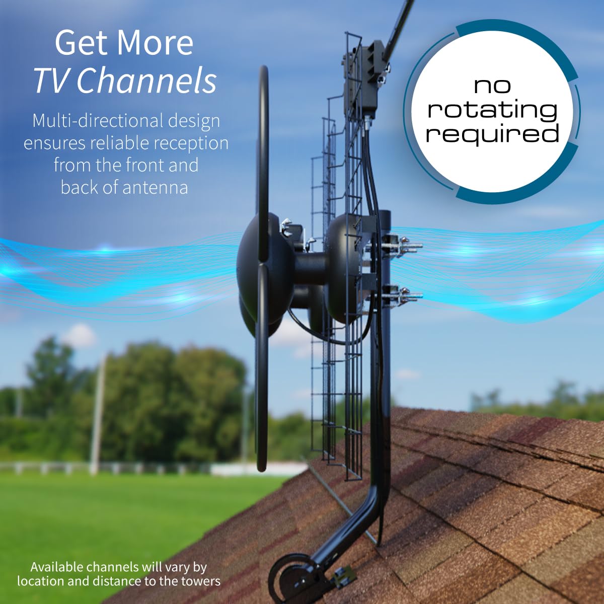 Antennas Direct C2-V-CJM ClearStream 2-V - Antena UHF/VHF (Interior y Exterior, Montaje de 50.8 cm), 112.65 m, Gris, n/a