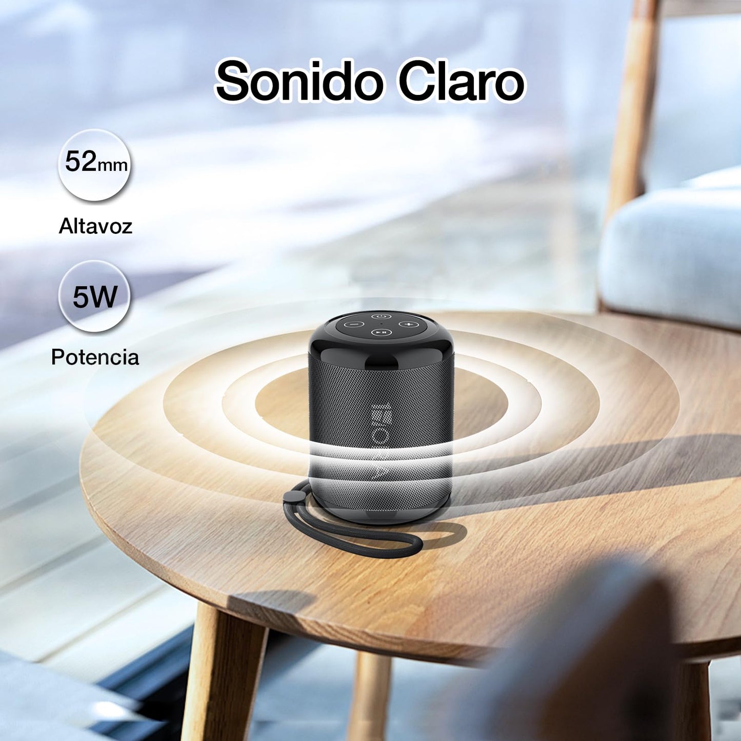 Bocina Bluetooth Portátil 1 Hora Negro con Manos Libres y Radio FM