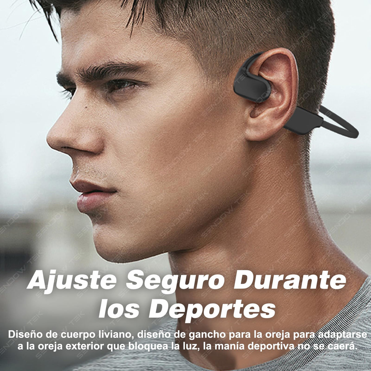 Auriculares Inalámbricos Sendowtek Negro de Conducción de Aire Impermeables IPX5 para Deportes