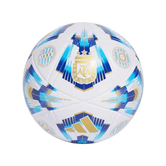 adidas - Balón Unisex para Adultos, Color Blanco/Pantone/Azul lúcido/Dorado metálico, 5