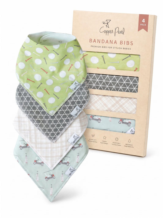 Baberos Bandana de Cobre Perla Bogey para Dentición y Comer para Bebé Niño o Niña 4 Piezas