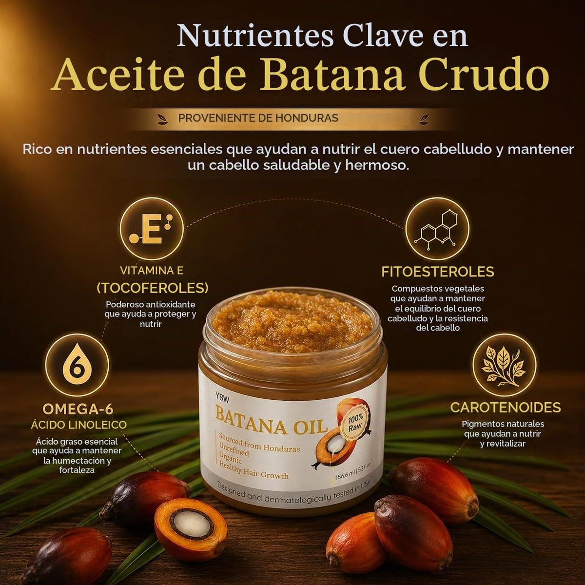 Aceite de Batana Orgánico Dr. Sebi Natural Honduras Realza Grosor Capilar y Previene la Pérdida para Hombre y Mujer
