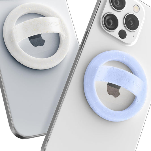 Soporte Magnético para Teléfono con Agarre de Bucle, Anillos de Silicona para iPhone, Brillo y Azul Brillante (Paquete de 2)
