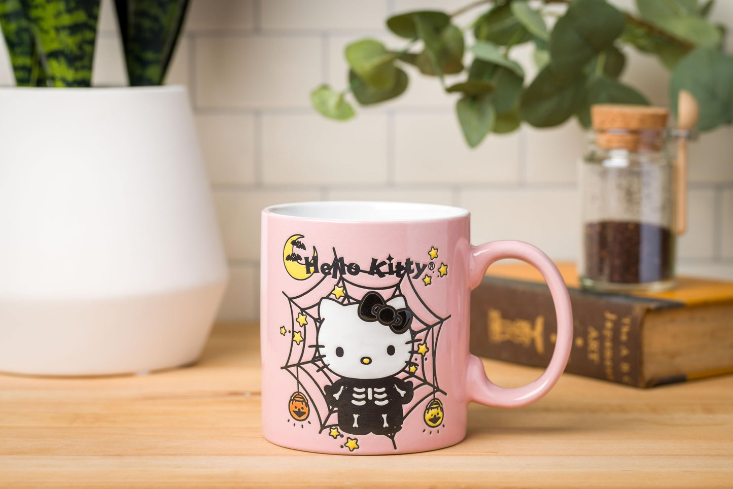 Taza de Cerámica Sanrio Hello Kitty Esqueleto Halloween Plateada