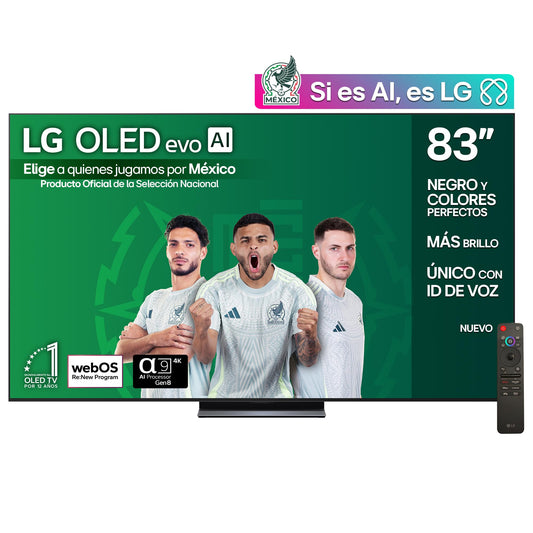 LG Pantalla 83 Pulgadas OLED EVO AI C5 4K Smart TV webOS 2025 OLED83C5PSA|Sistema Operativo webOS | Identificación de Voz AI | 120Hz | Dolby Atmos & Dolby Vision Channels | G-Sync & FreeSync