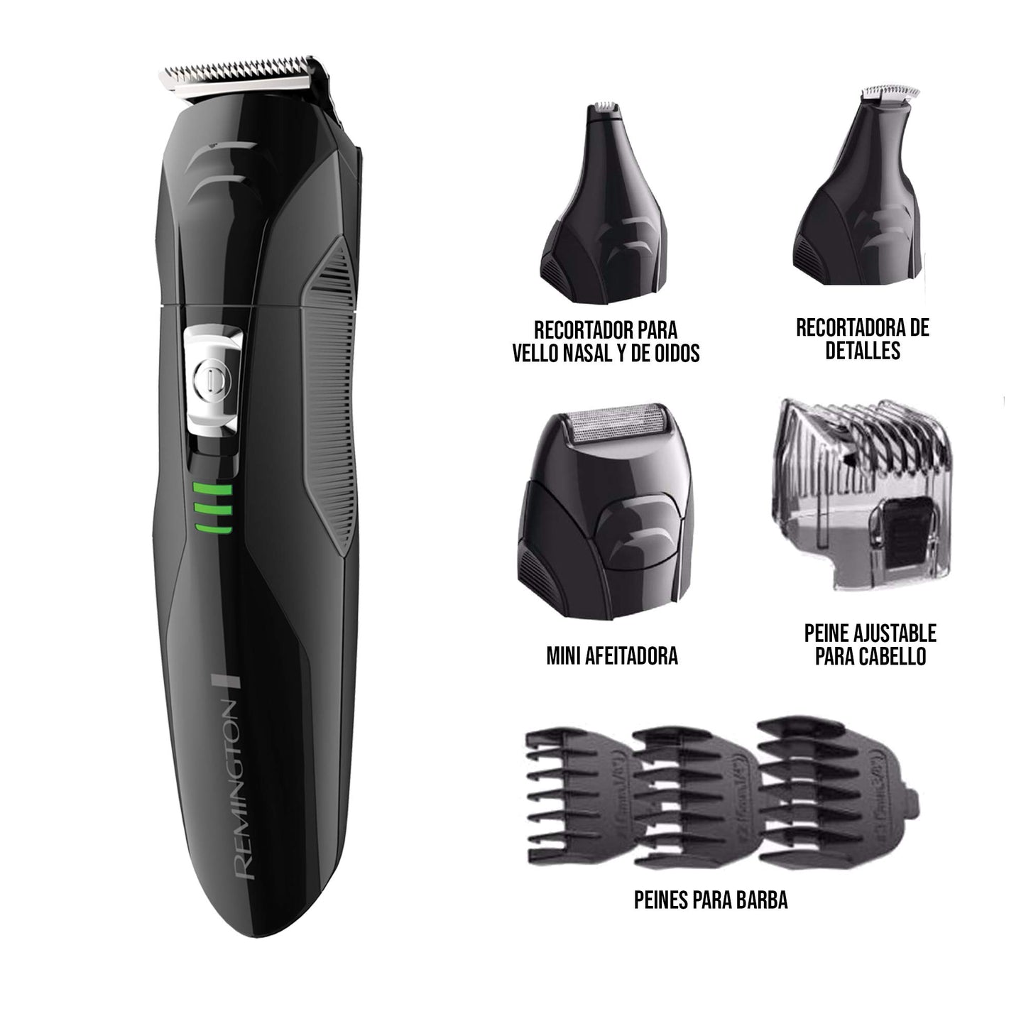 Remington Recortadora recargable para barba, bigote, nariz y oidos, pg6020b Negro
