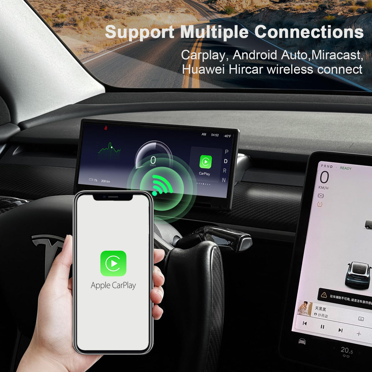 Pantalla Heads Up Display Tlyard para Tesla Model Y Model 3 8.9 Pulgadas HD con CarPlay y Android Auto OTA Actualizaciones