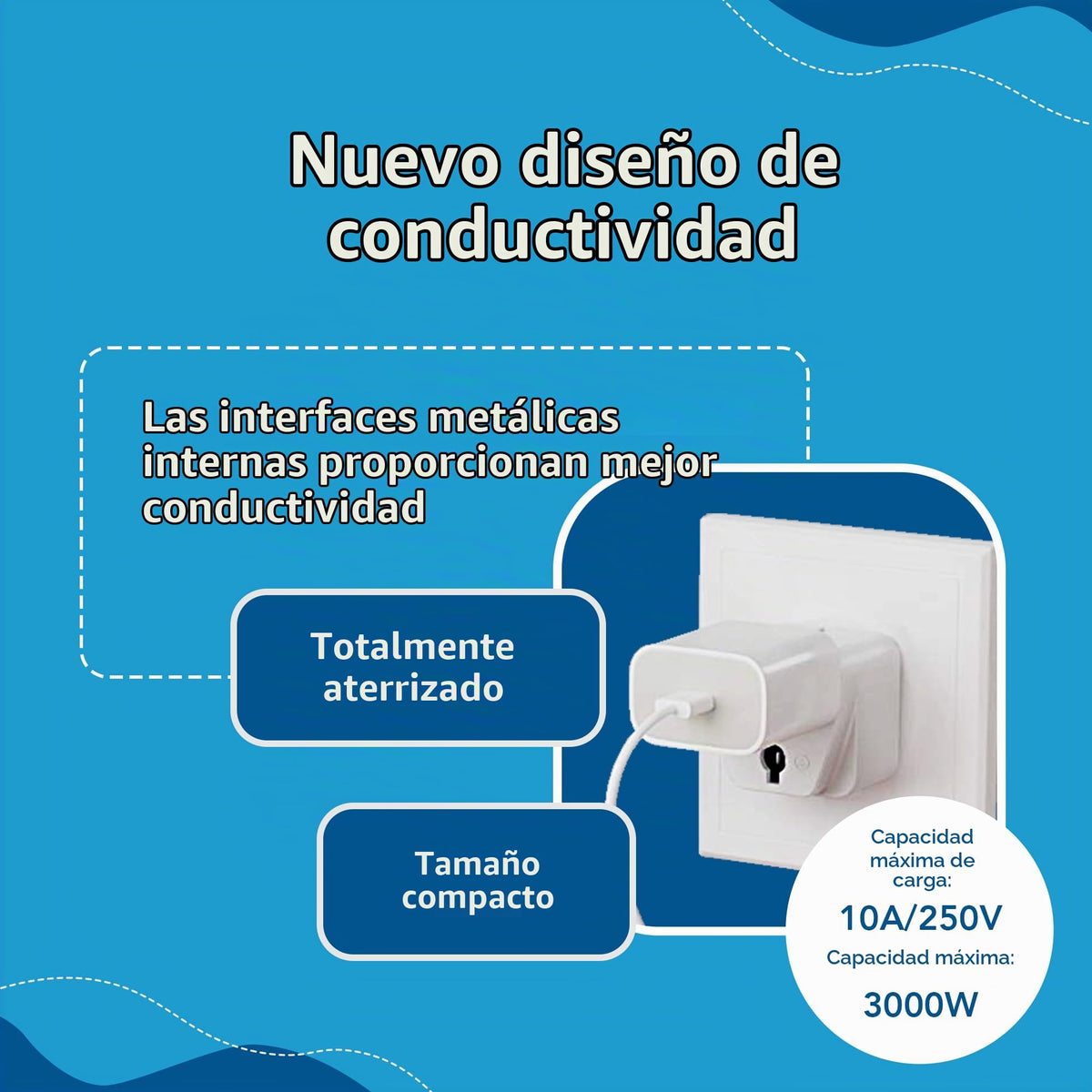 Adaptador de Enchufe Universal Ceptics Negro con Toma a Tierra