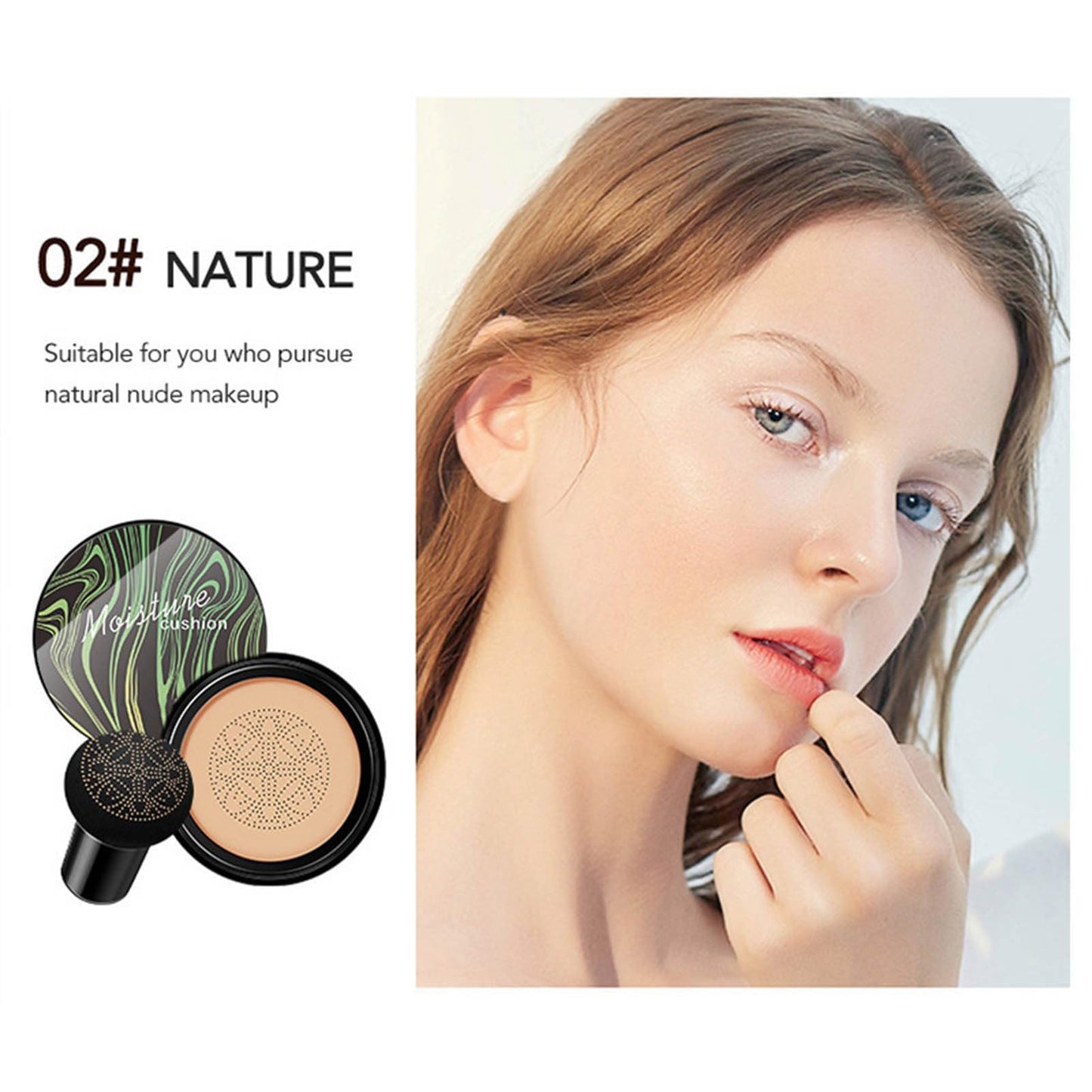 Base de Maquillaje Air Cushion BB Cream CC Cream con Esponja Mushroom Head - Hidratante, Larga Duración y Fácil de Aplicar - Ideal para Maquillaje Desnudo - Maquillaje Brillante.
