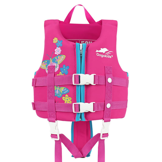 Gogokids - Chaleco de natación para niños pequeños, chamarra flotante para niñas y niños de 20-30-40-50 libras, flotadores de natación con correa de seguridad ajustable Duel, para niños de 2-9 años