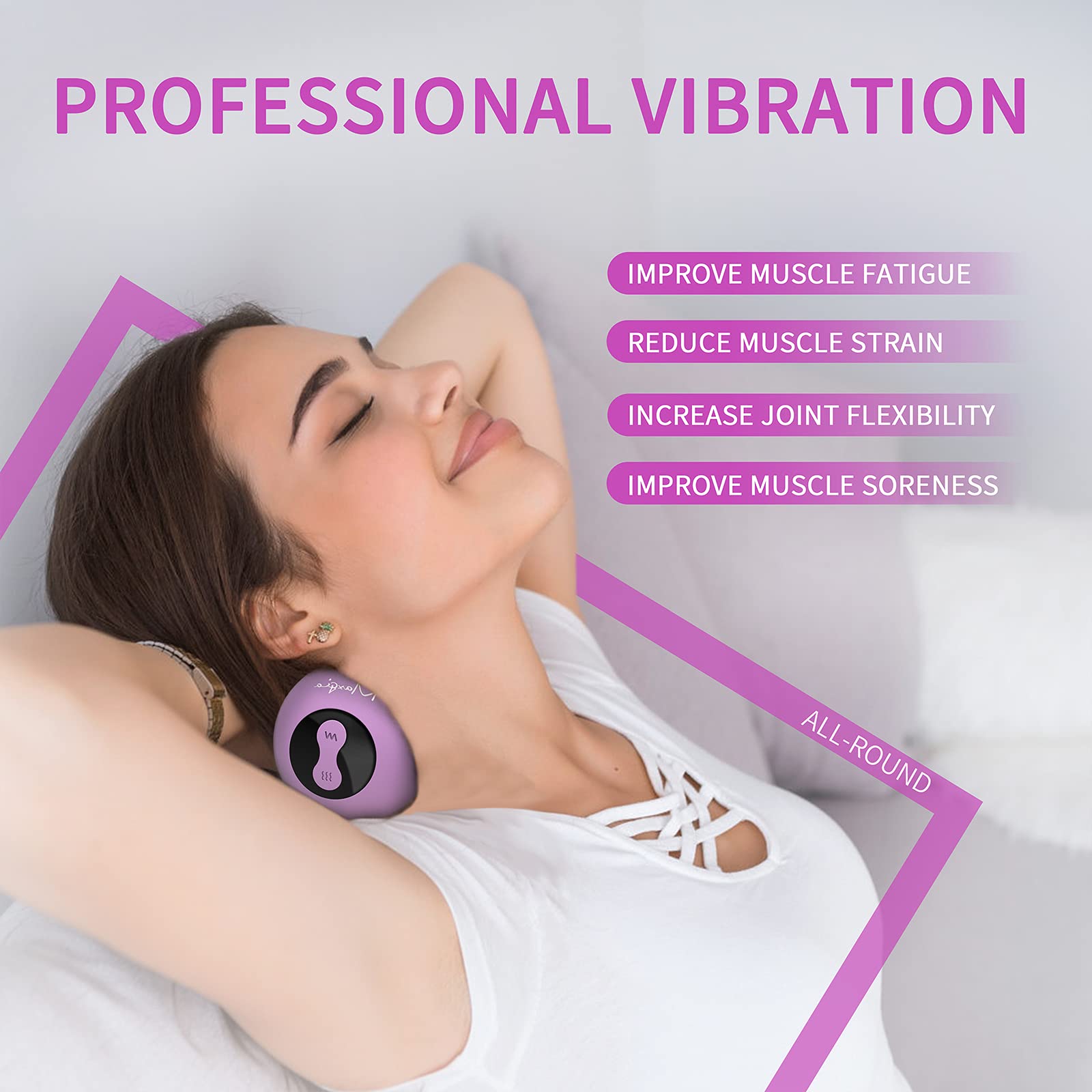 Bola de Masaje Vibratoria Maxgia Púrpura con Calefacción y Doble Rodillo para Liberación Miofascial y Alivio del Dolor