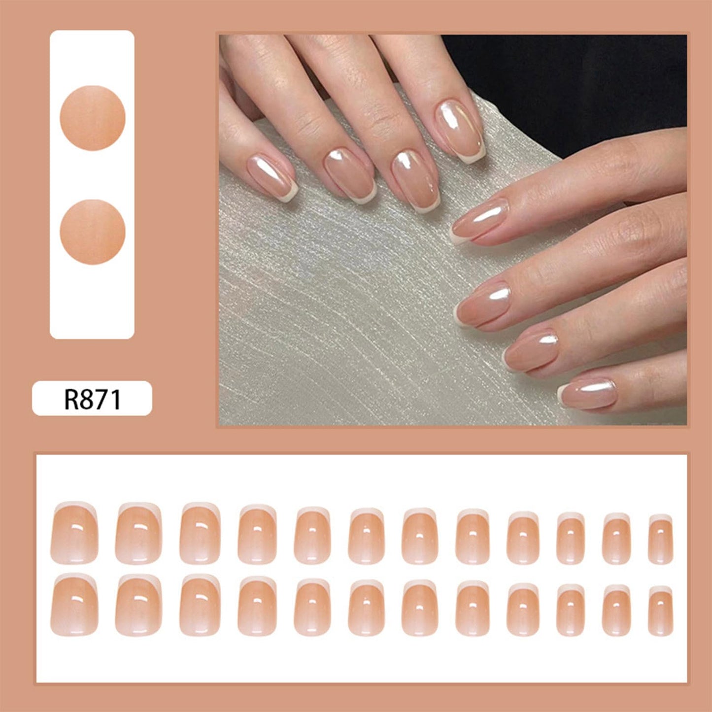 CLYHLTMZ Uñas postizas cuadradas cortas con diseño de San Valentín, 24 unidades, brillantes, con diseños blancos, cobertura total, acrílicas, reutilizables, con adhesivo, para mujer, tiras de gel.