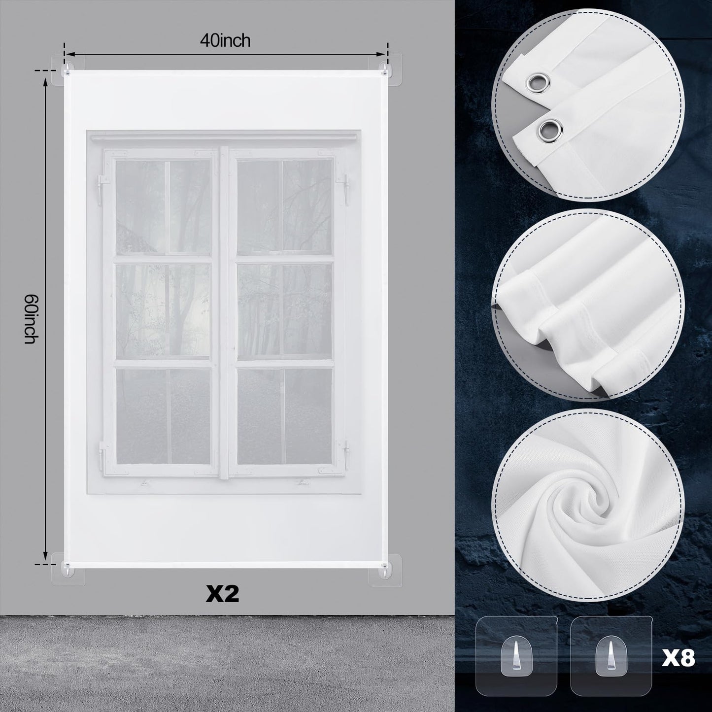 Oudain Paquete de 2 Pantalla de Proyección Trasera de Tela para Halloween, Portátil, Blanca, con Herrajes de Montaje para Proyectar Videos de Halloween en la Puerta(40 x 60 Pulgadas)