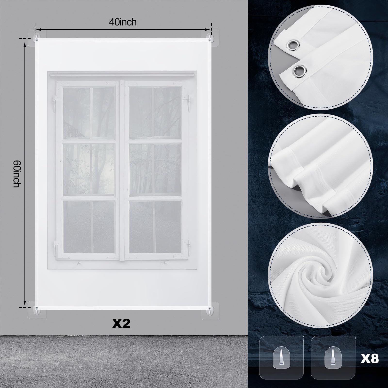 Oudain Paquete de 2 Pantalla de Proyección Trasera de Tela para Halloween, Portátil, Blanca, con Herrajes de Montaje para Proyectar Videos de Halloween en la Puerta(40 x 60 Pulgadas)