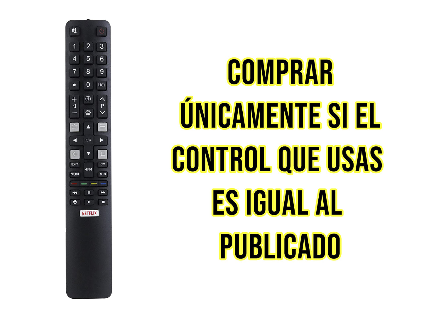 LIDERT Control Compatible con TCL Rc208 Yli7 Smart TV Netflix
