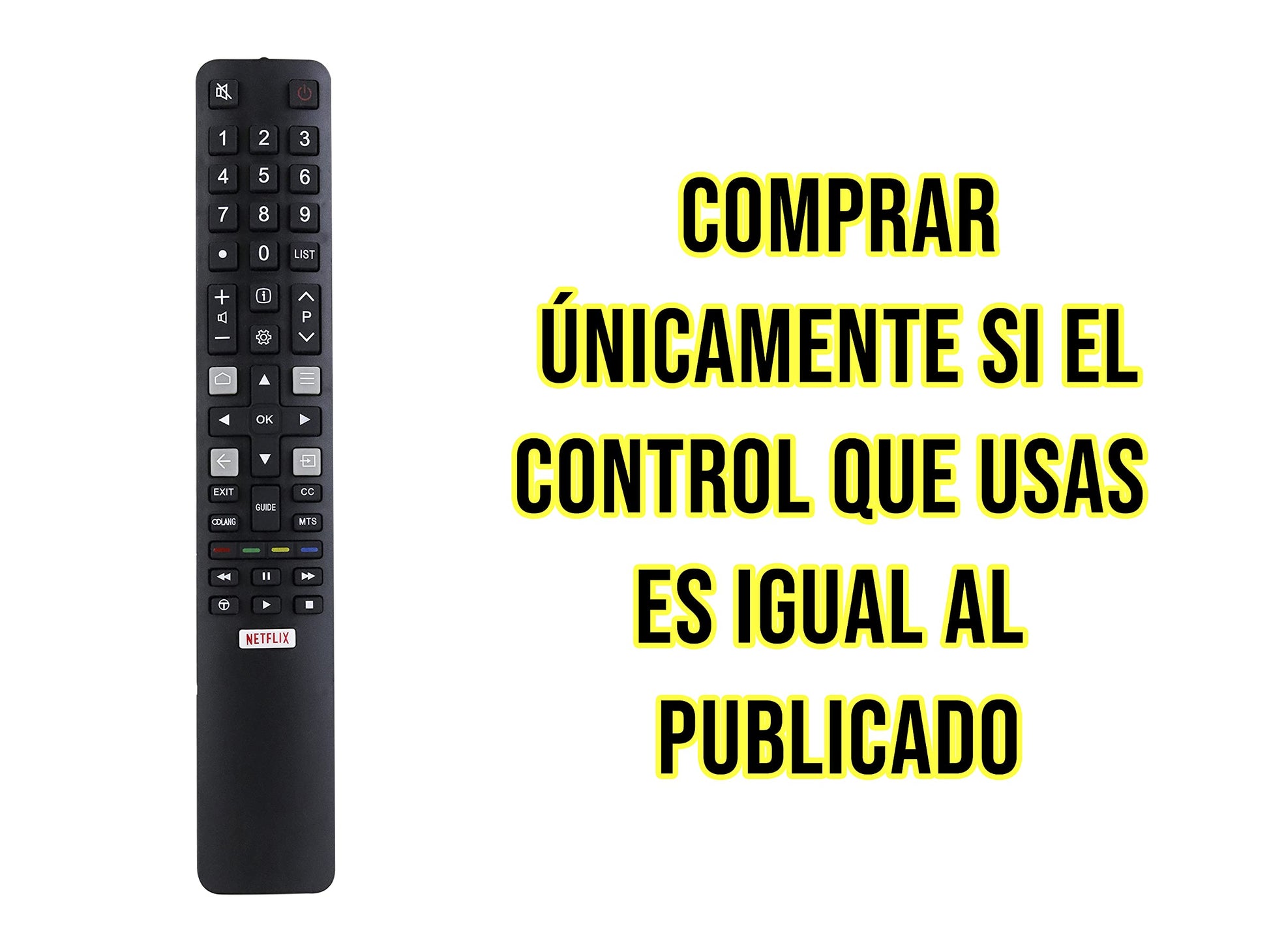LIDERT Control Compatible con TCL Rc208 Yli7 Smart TV Netflix
