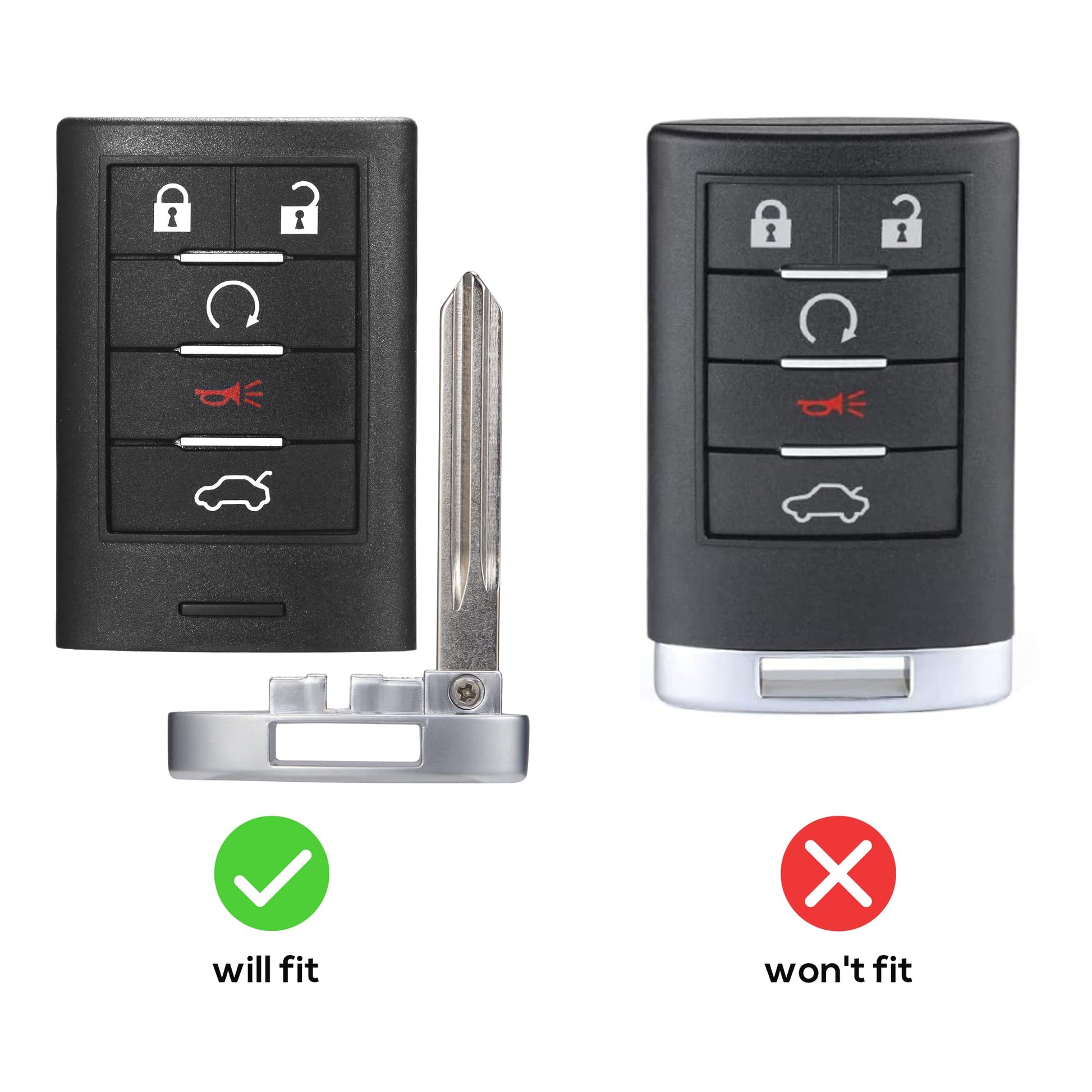 VOFONO - Llavero de repuesto inteligente para entrada sin llave compatible con Cadillac CTS 2008-2015/STS 2008-2011 (FCC ID: M3N5WY777A) 5 botones
