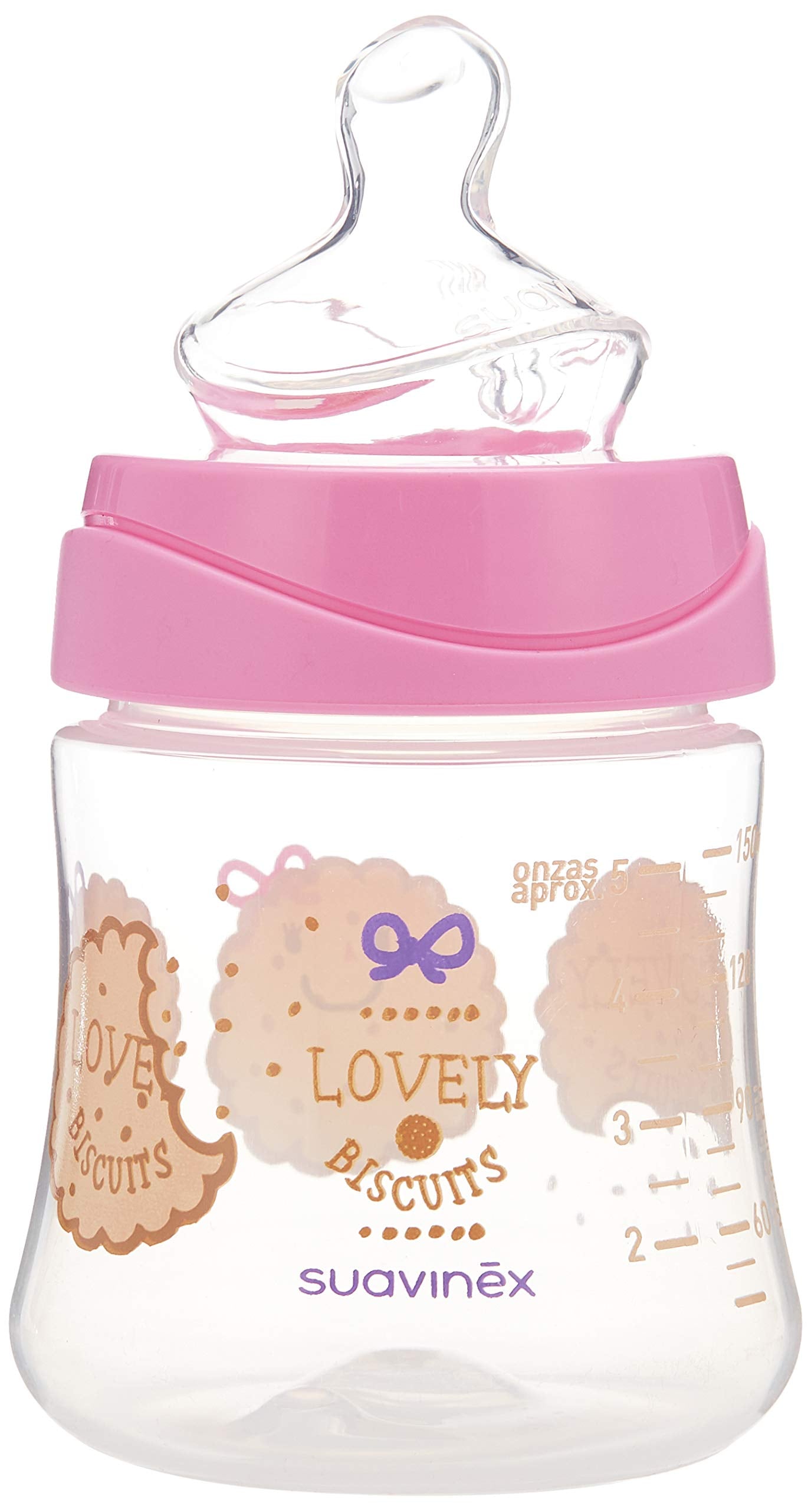 Biberón SUAVINEX Rosa Flujo Medio Lovely Biscuits