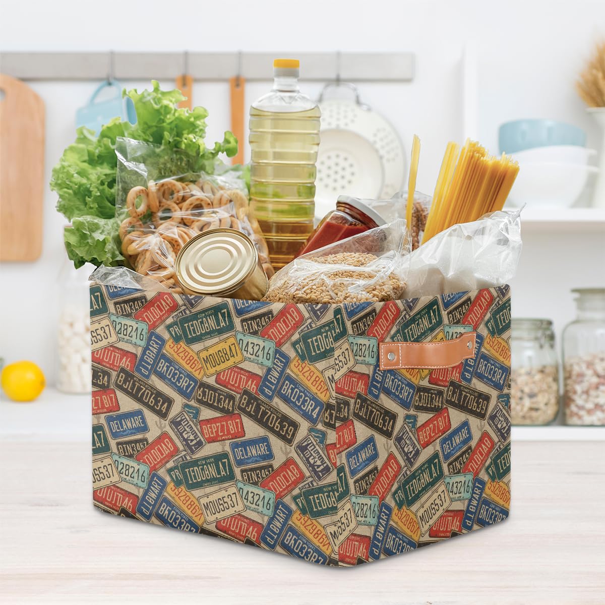 AUUXVA Seulife - Cesta de almacenamiento plegable para matrícula de coche, tamaño grande, plegable, organizador de almacenamiento de juguetes, cajas de almacenamiento con asas, para cuarto de baño, guardería, armario, 1 paquete