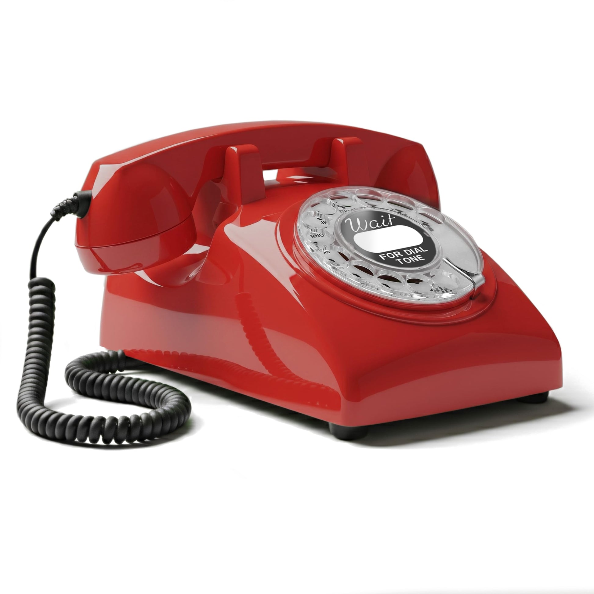 Opis Technology - Cable giratorio retro para teléfono fijo de los años 60, estilo antiguo clásico de los años 60, con campana de metal real, color rojo