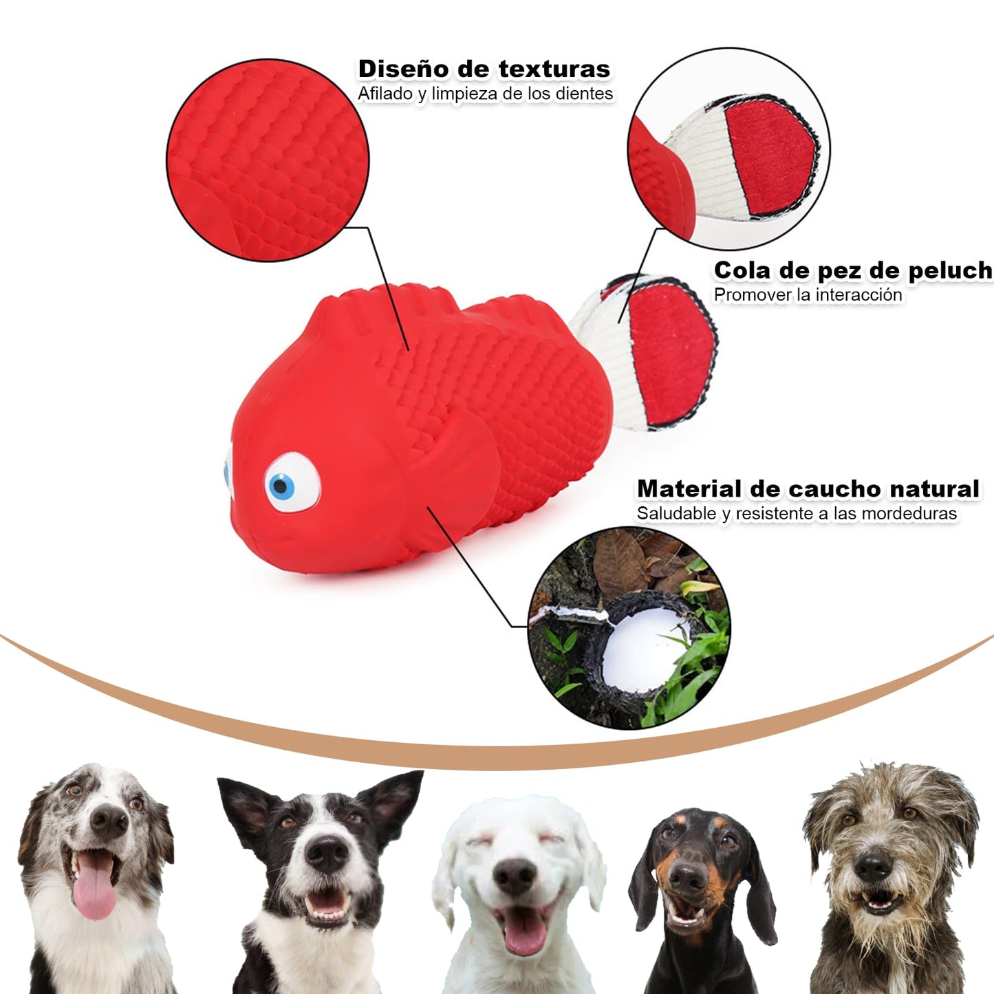 Juguete resistente para perros grandes para masticar duro, juguete para masticar perros, juguete de goma para perros de razas grandes, juguete de dentición duradero para perros medianos (pez payaso)