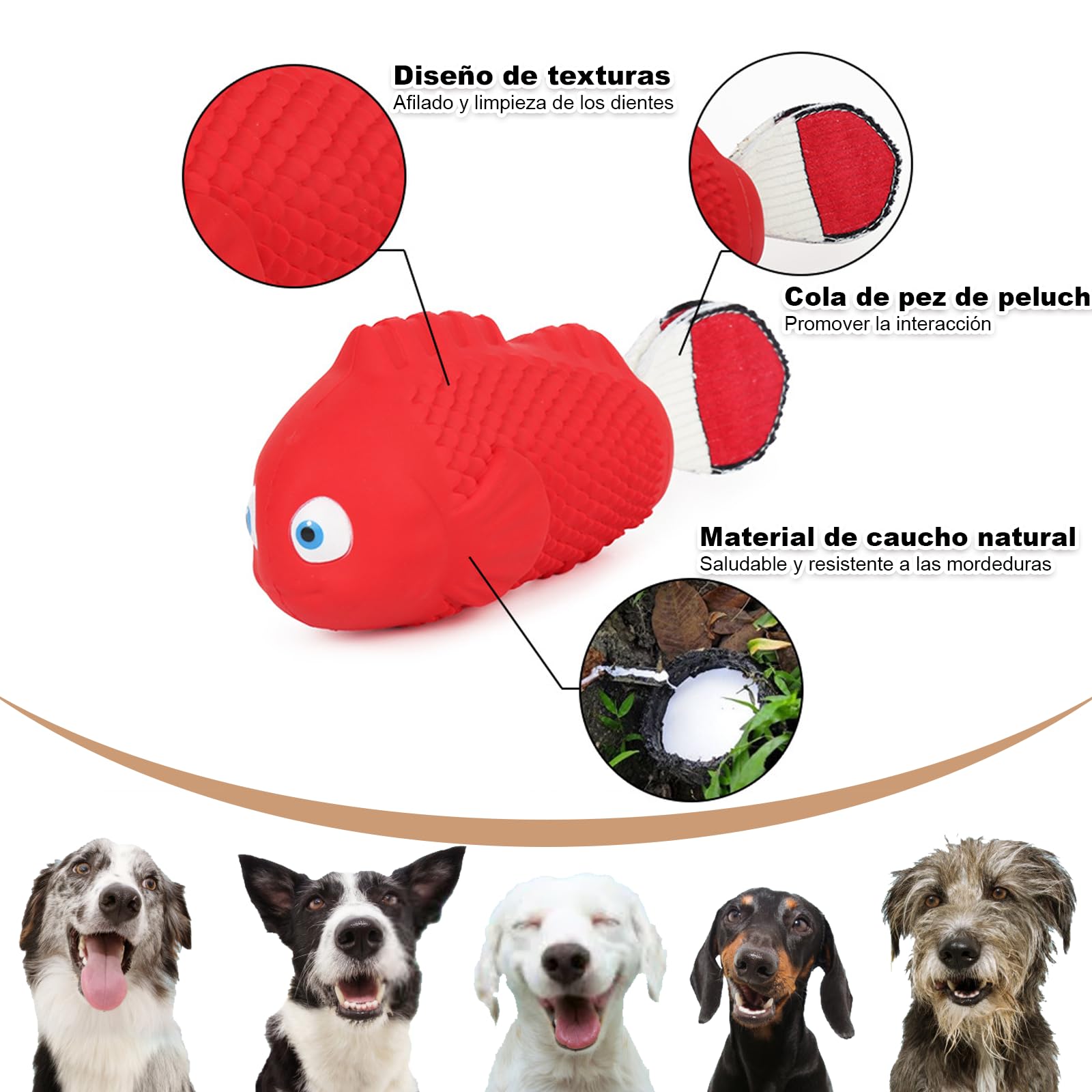 Juguete resistente para perros grandes para masticar duro, juguete para masticar perros, juguete de goma para perros de razas grandes, juguete de dentición duradero para perros medianos (pez payaso)