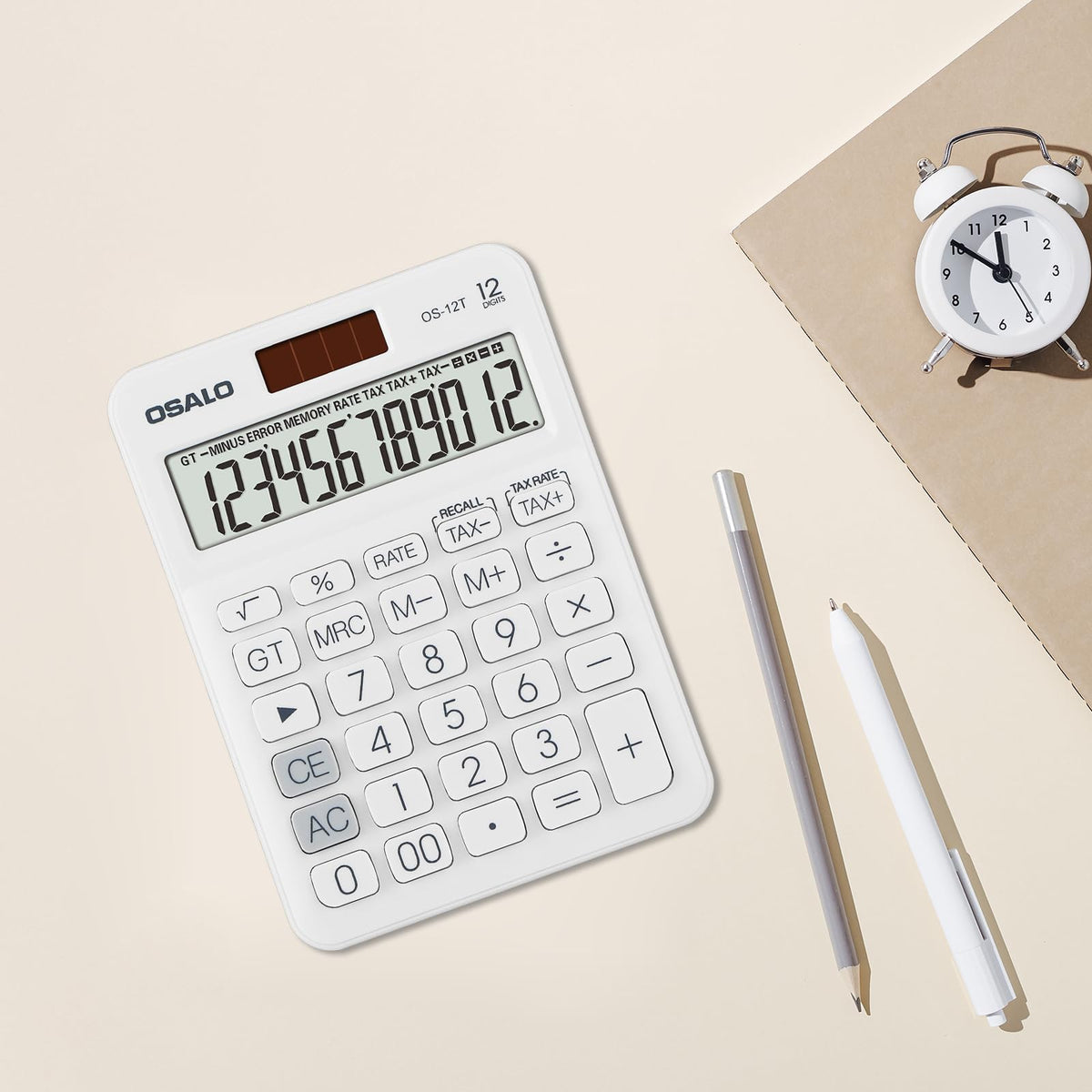 Calculadora de Escritorio con Pantalla LCD Grande de 12 Dígitos y Botón Grande para Oficina y Hogar