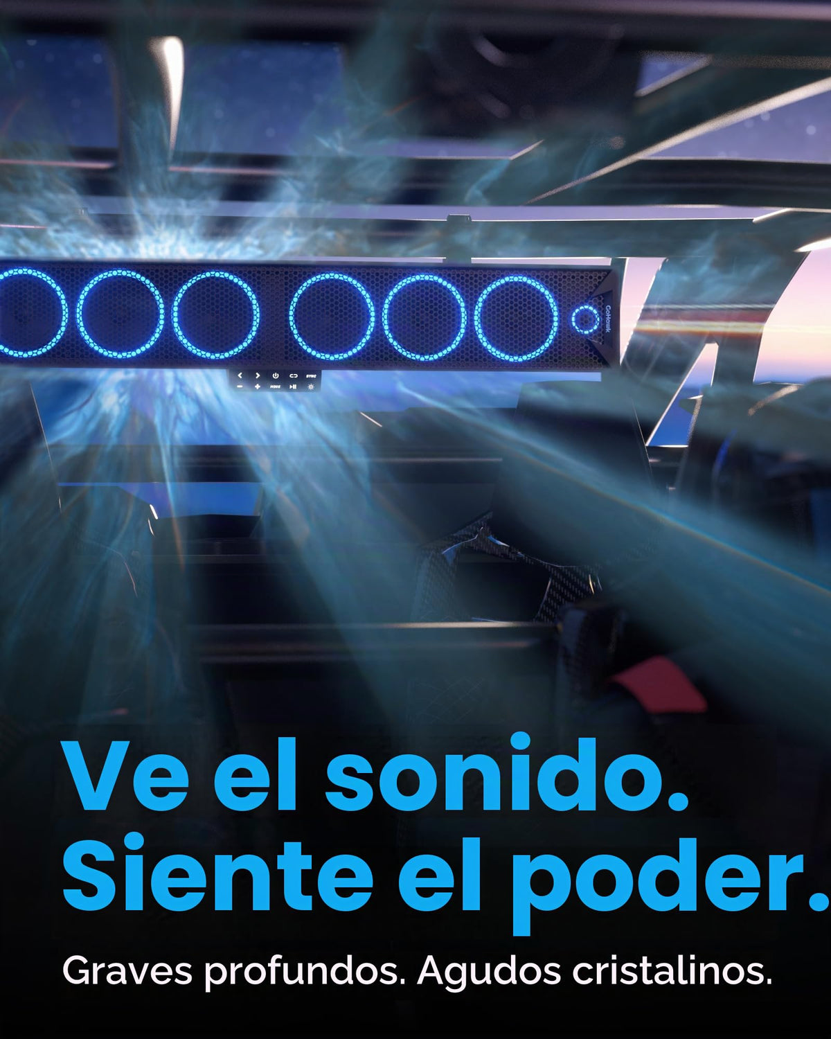 Barra de Sonido GoHawk 34 Pulgadas RGB Bluetooth IP66 Compatible con Polaris RZR Can-Am