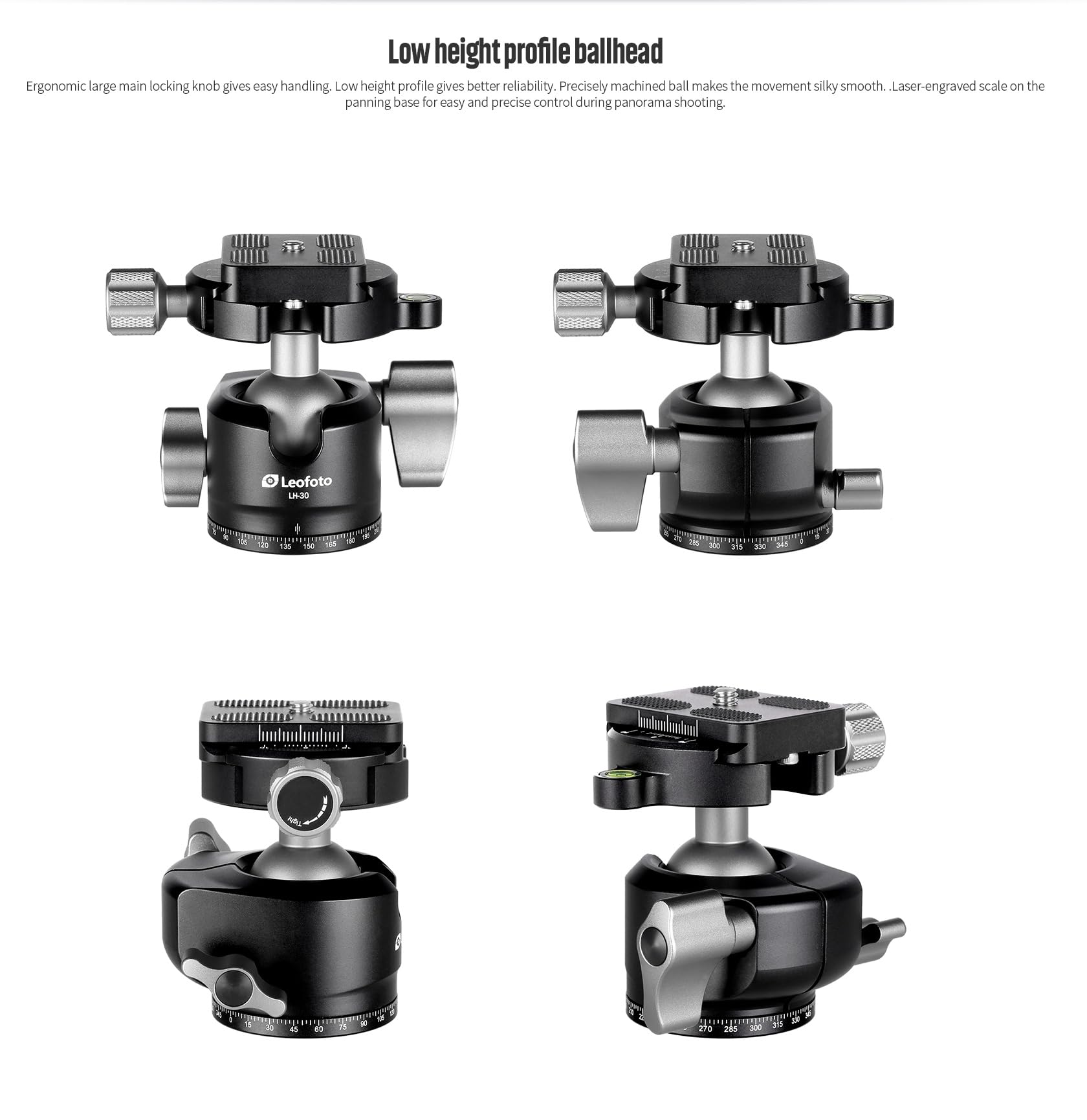 Leofoto MT-04+LH-30 Mini Tripode Plegable de Aluminio Negro con Cabeza de Bola y Bolsa