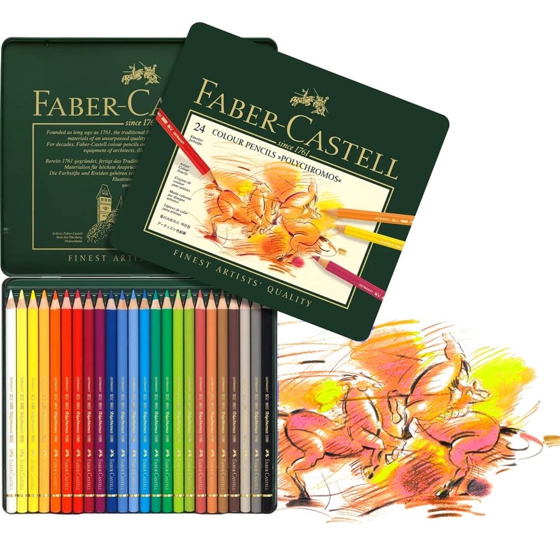 Set de Lápices de Colores Faber-Castell Polychromos Profesionales 24 Colores para Artistas
