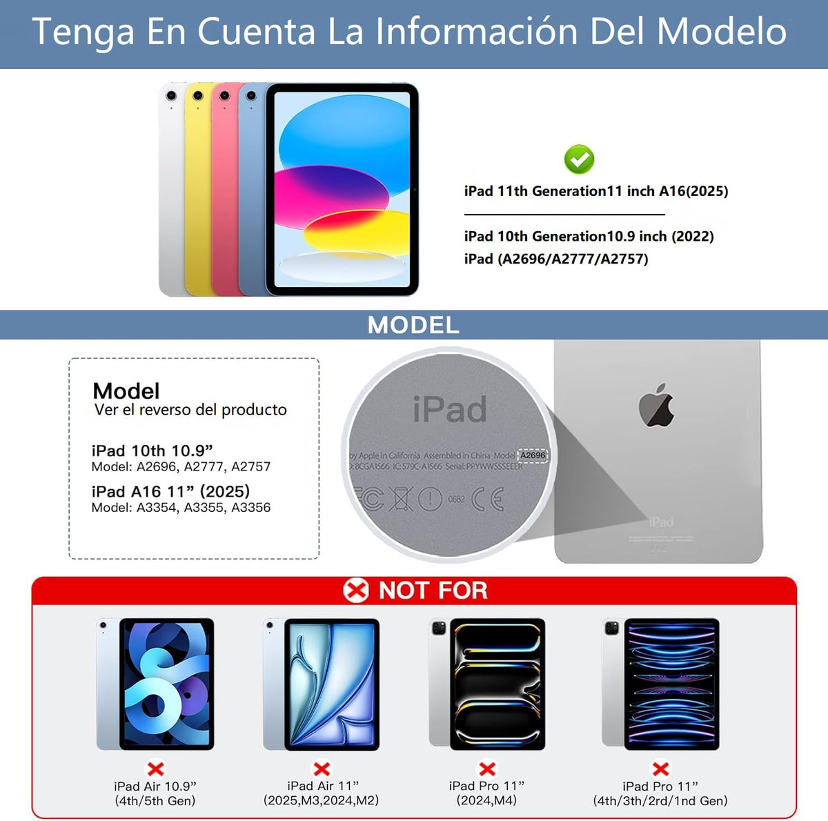 Teclado Mágico MUINJOJM Apto iPad 11ª Generación A16 2025 e iPad 10ª Generación