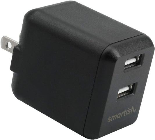 Smartish Cargador de pared USB de 2 puertos – Charge Shack máxima velocidad 4.8 Amp cargador rápido compatible con iPhone Android y todos los dispositivos USB (seda) – Negro