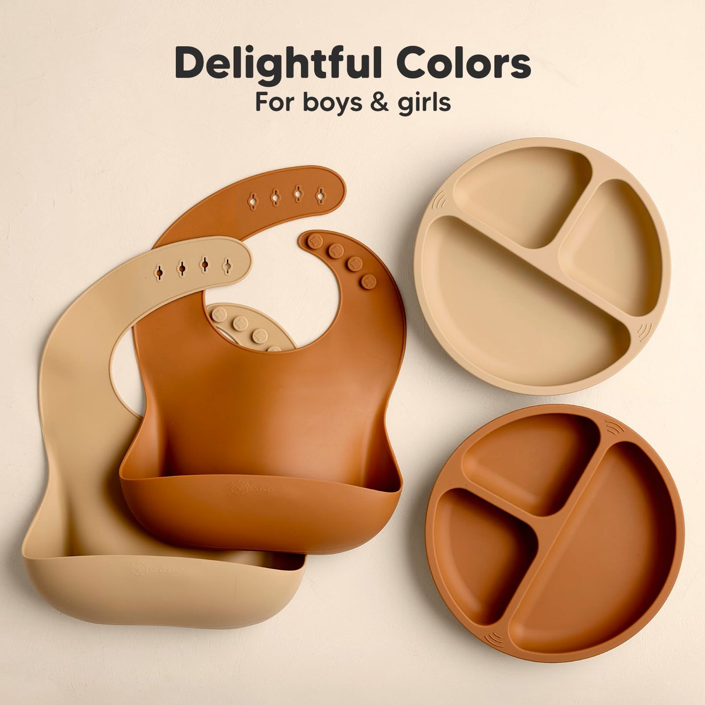 KeaBabies - Paquete de 2 baberos de silicona para comer - Baberos de silicona resistentes de grado alimenticio para bebés, niñas, niños, colector de alimentos grande, limpiar y poner fácilmente,