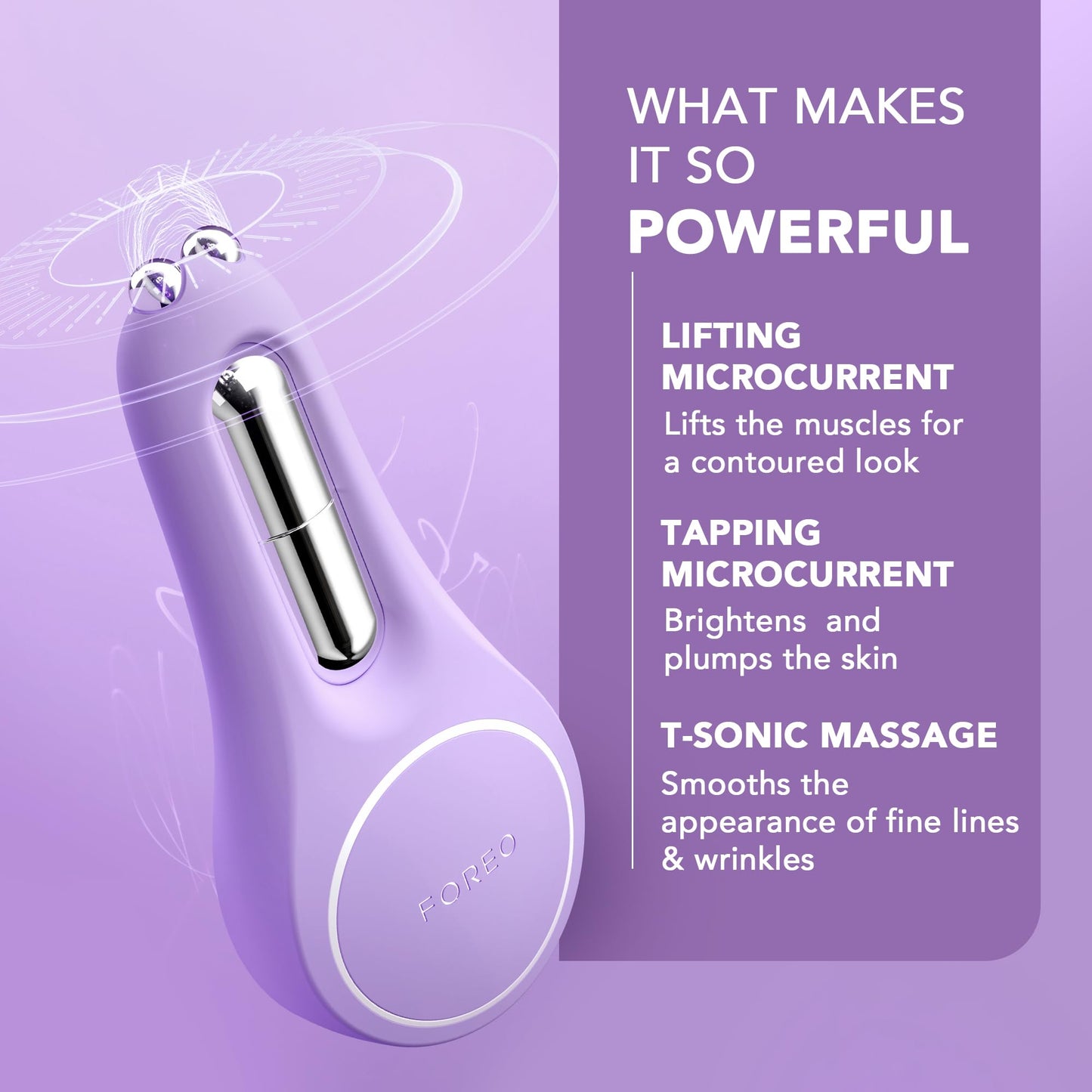 FOREO Set A Wink 'n' a Smile - BEAR 2 Eyes & Lips masajeador facial con radiofrecuencia - microcorrientes facial + 3x3,5 ml Sérum SUPERCHARGED Eye & Lip Contour Booster - Contorno de ojos - Lavander