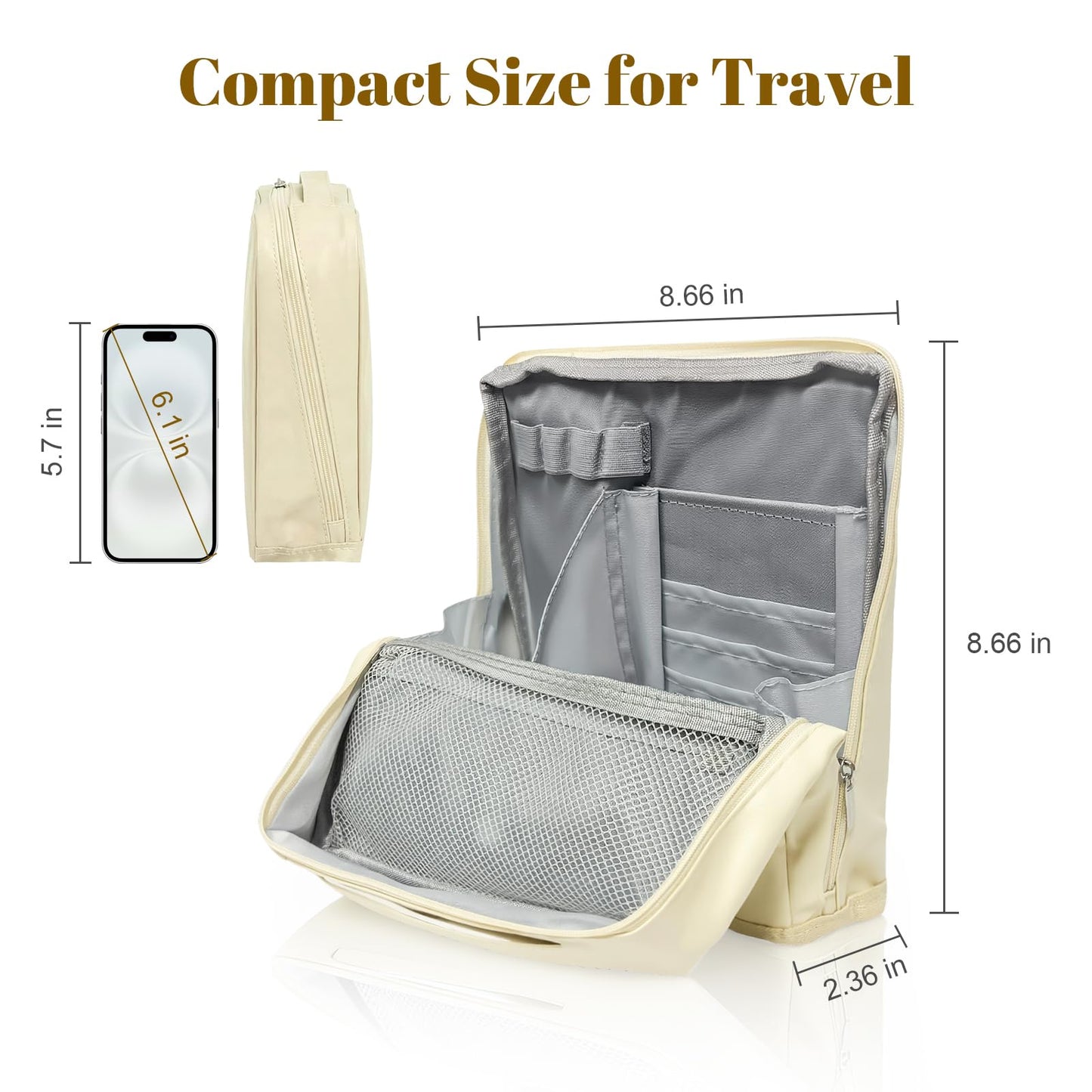 Seektik - Bolsa de maquillaje de pie con múltiples compartimentos, bolsa de maquillaje portátil impermeable plegable de viaje bolsa de maquillaje de pie con almacenamiento de cepillo para polvo para
