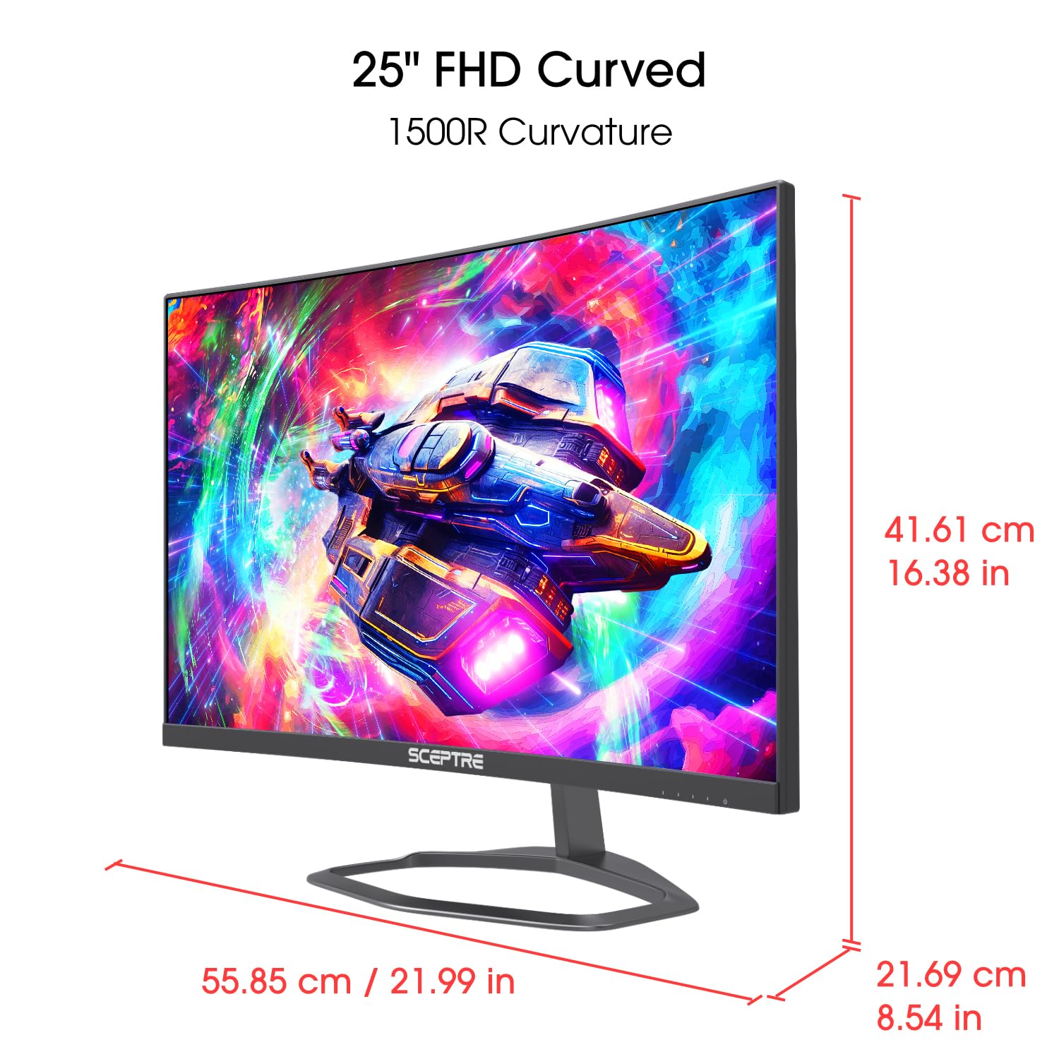 Monitor Curvo Sceptre Negro 240 Hz 1080p para Juegos 2023