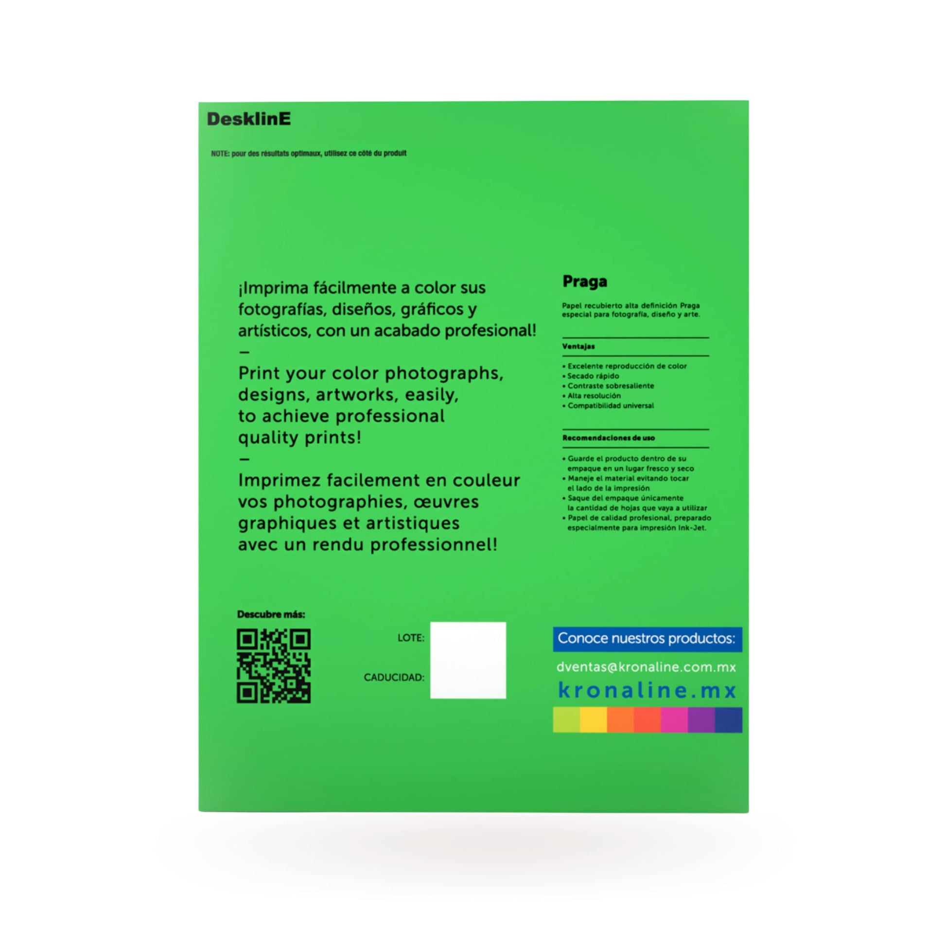 Papel Recubierto Kronaline Praga Mate 170 gr 60 Hojas Tamaño Carta