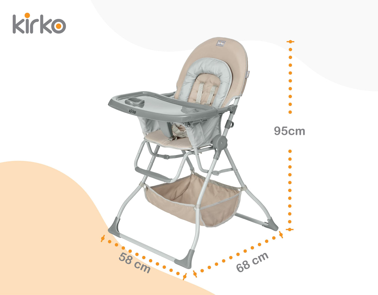 Kirko Silla Alta Bebé EasyGo High Chair, Ligera Y Compacta (Beige)