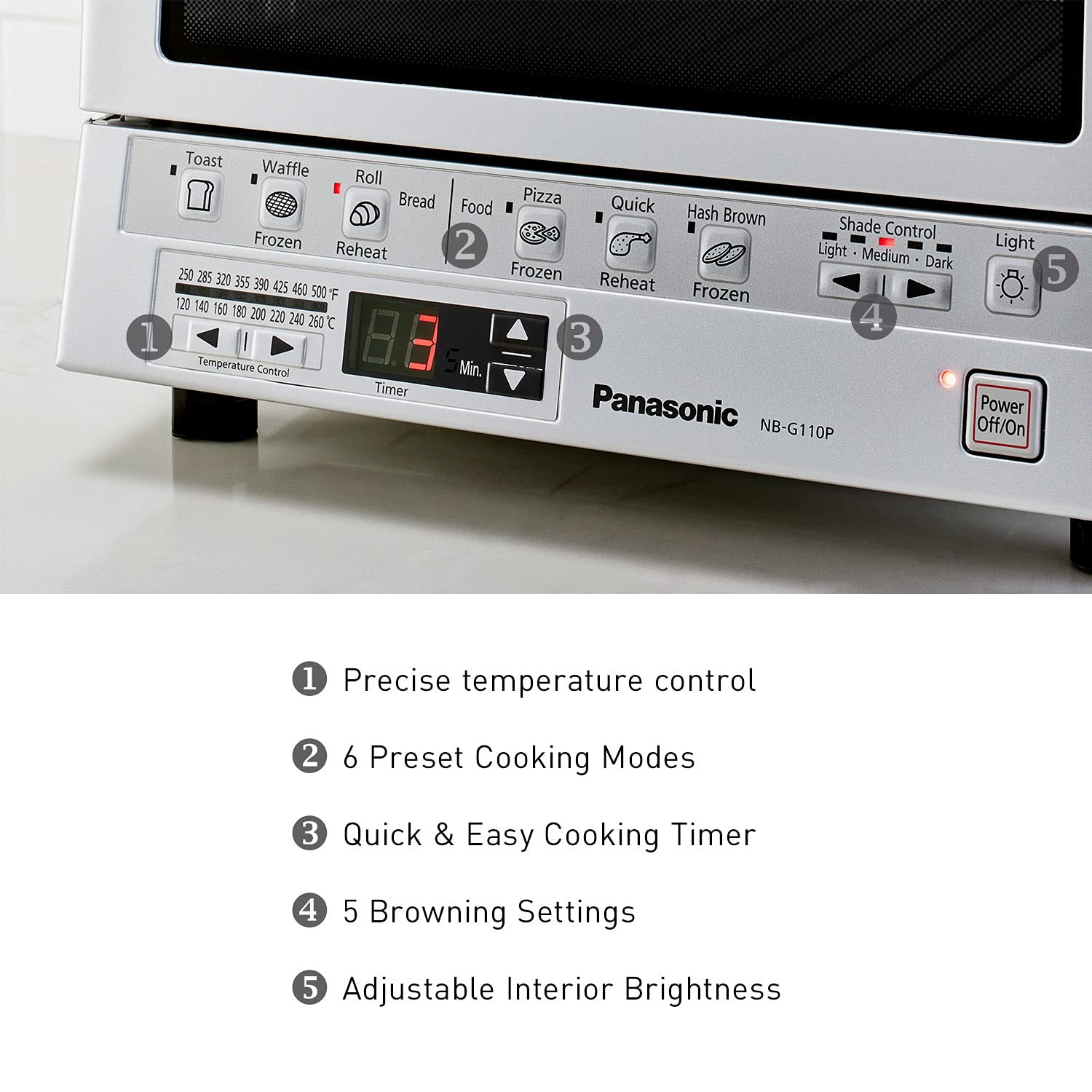 Horno Tostador Panasonic FlashXpress Plateado con Doble Calefacción por Infrarrojos y 6 Opciones de Cocción Automática