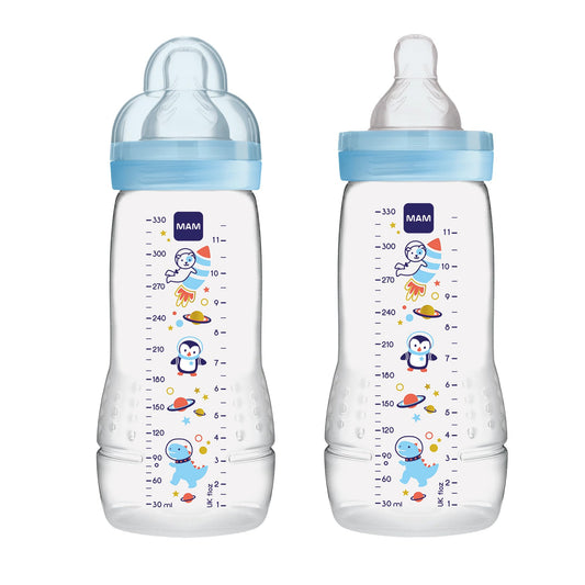 MAM Easy Active Biberón para bebé, cambia entre el pecho y para limpiar, más de 4 meses, niño, (paquete de 2)