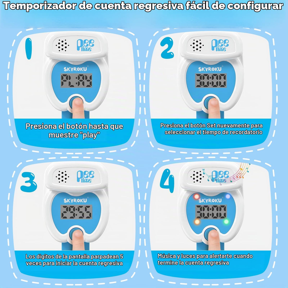 SKYROKU - Reloj para ir al baño para niños pequeños y niñas, reloj de