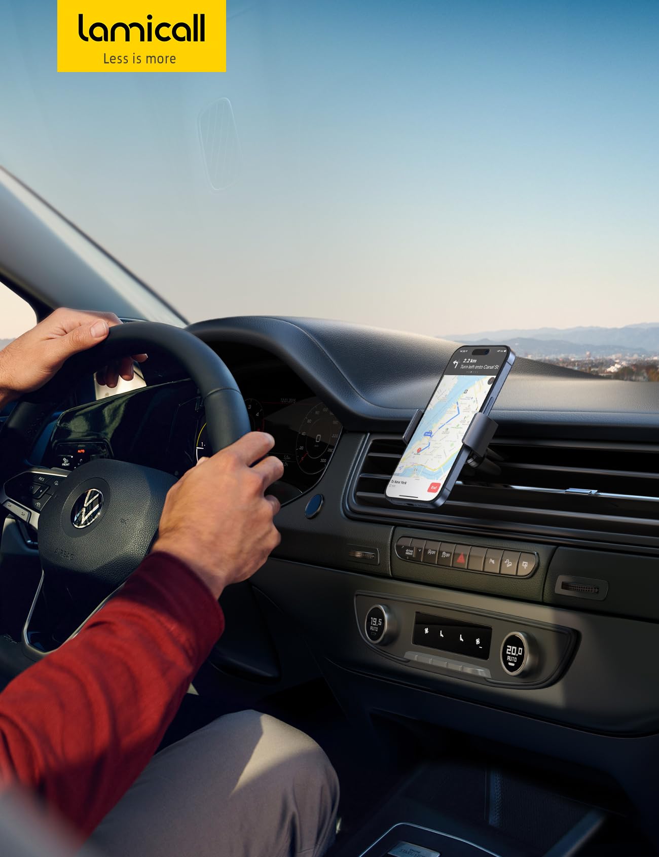 Lamicall Soporte Celular Auto, Porta Celular Auto - Carro de Rejillas de Ventilación Salidas de Aire para iPhone 15 14 13 12 11 8 7 XS XR, Samsung, Redmi, Android Smartphones, para 4.7-6.5" Celular