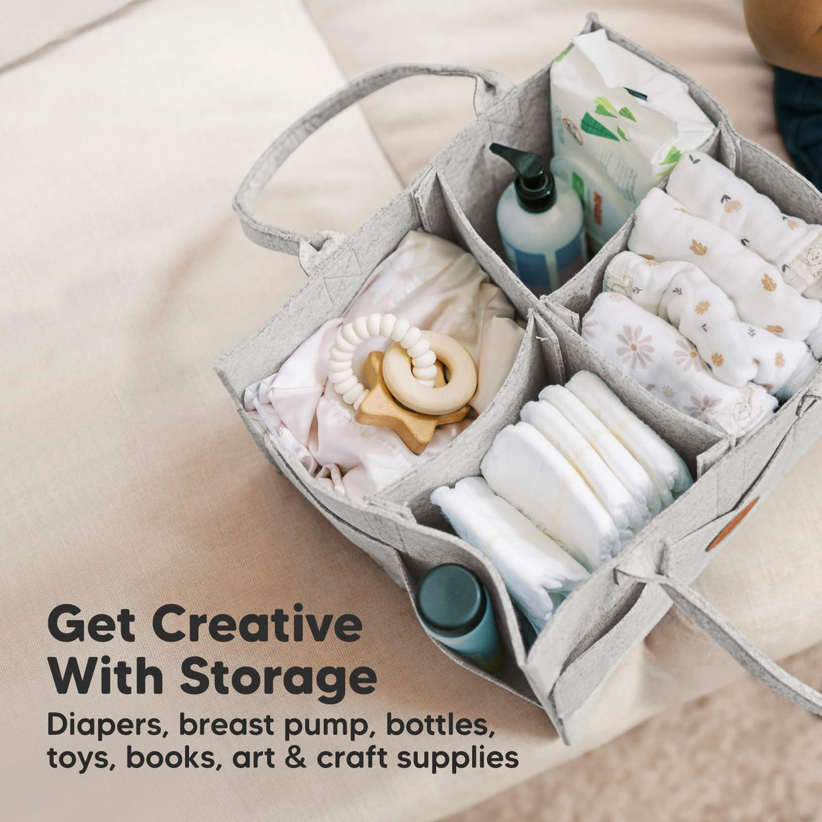 KeaBabies Organizador de pañales para bebé con asa, portátil (gris clásico)