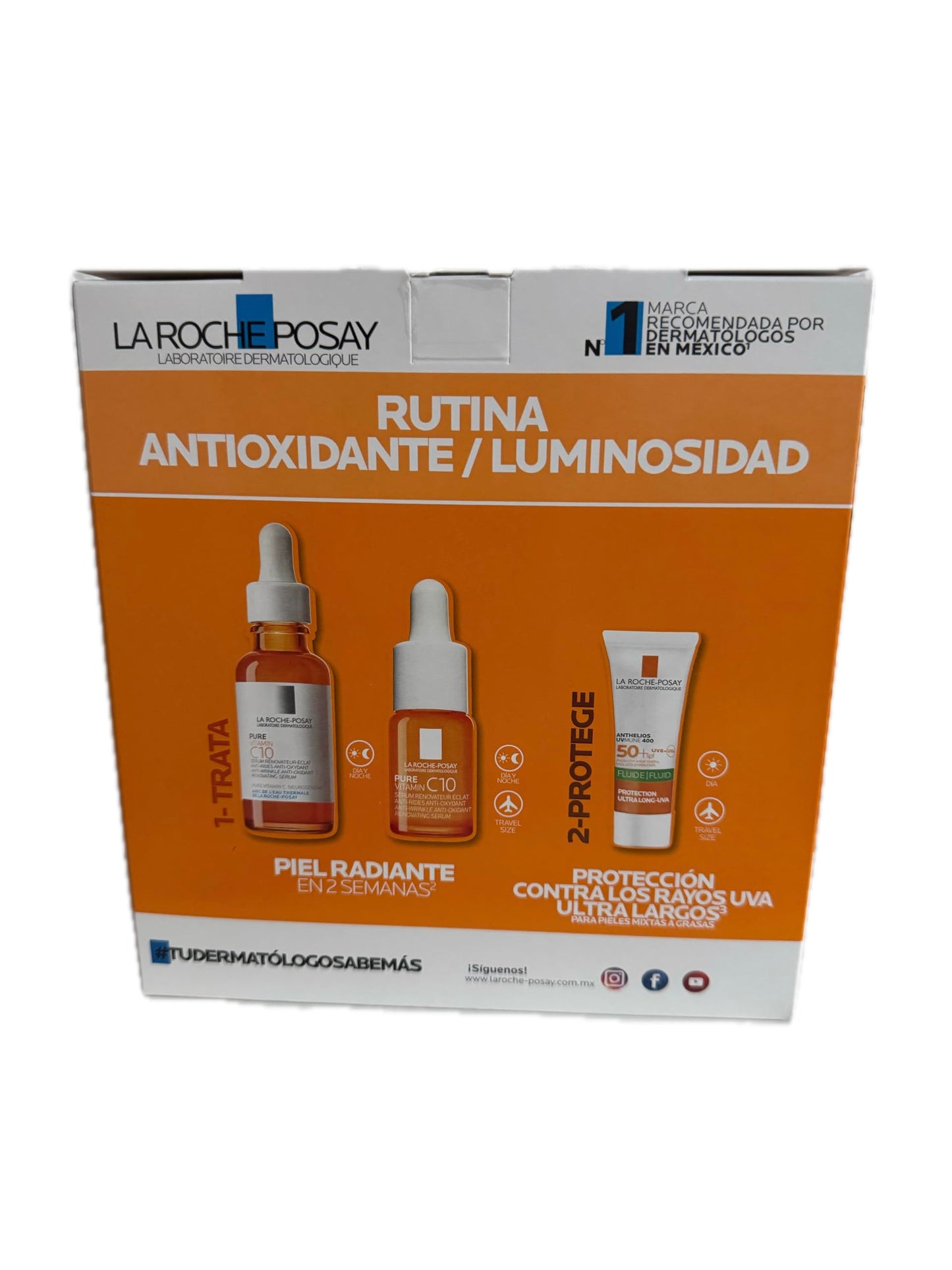 La Roche-Posay Pure Vitamin C10 Sérum Antioxidante, Luminosidad y Textura, Con Vitamina C y Ácido Salicílico, 2 Regalos