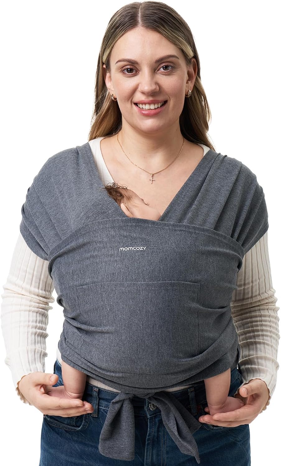 Momcozy - Portabebés para bebé, fácil de llevar, correa ligera para bebé manos libres, portabebés ajustable para recién nacidos a niños pequeños 8-35 libras, gris oscuro