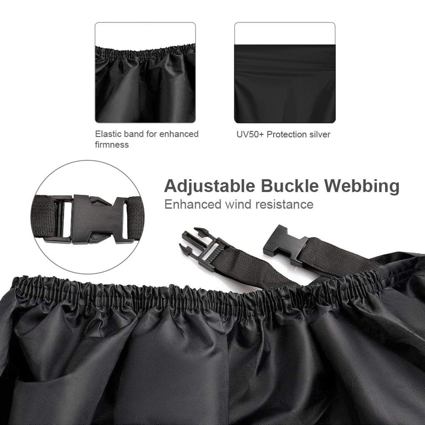 Cubierta Impermeable para Motocicletas ZENSUKYE Negra con Tiras Reflectantes y Orificios para Cerradura