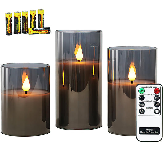 Velas led Rhytsing Gris con Mando Decorativas Grandes para Navidad