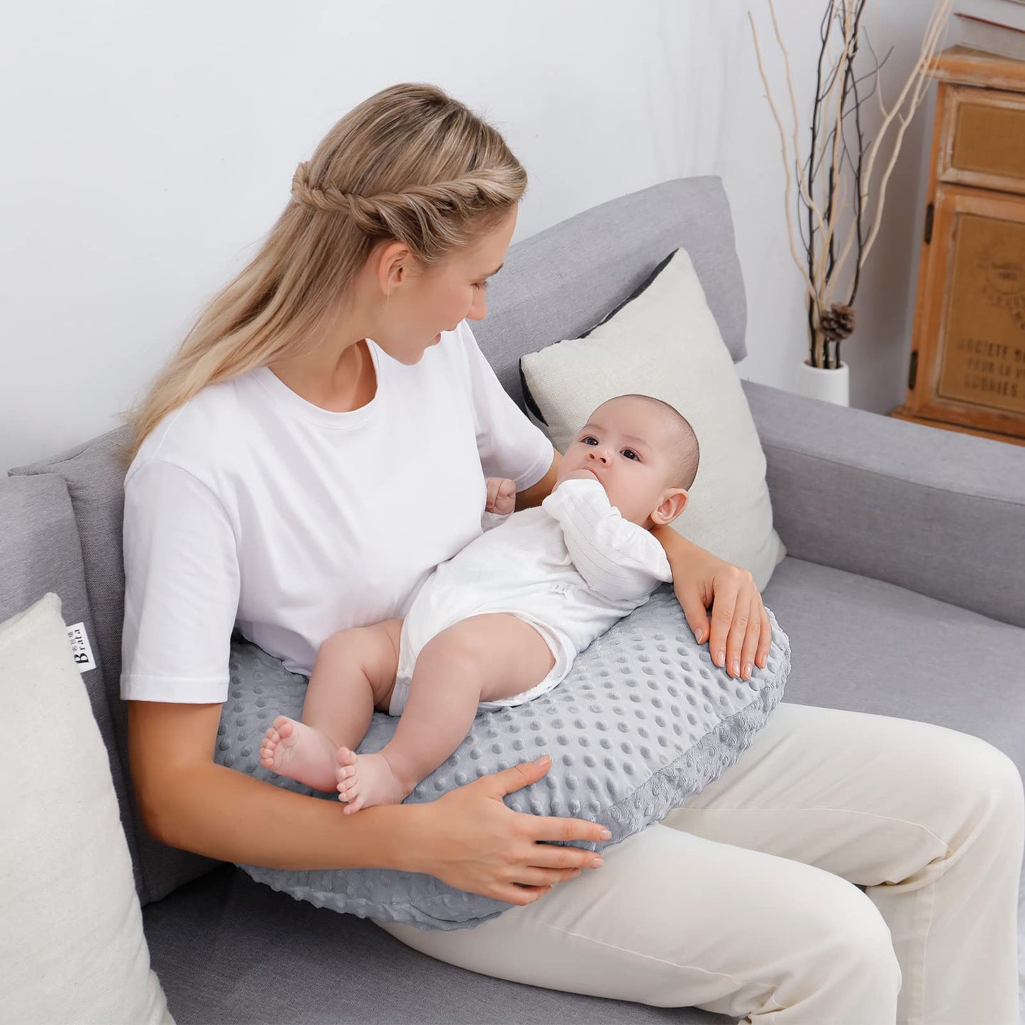 Funda de almohada para lactancia y posicionador para lactancia materna y alimentación con biberón, apoyo para bebé, tiempo de barriga, soporte para sentarse al bebé, soporte para despertarlo, solo