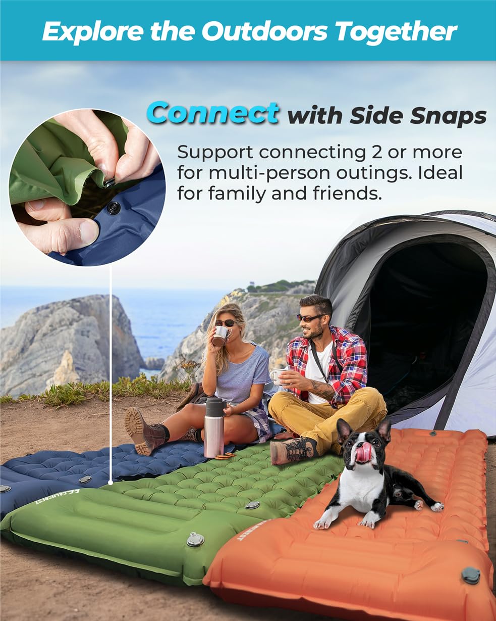 COOLERO - Cojín de dormir inflable ultraligero con bomba incorporada, almohadilla portátil para acampar, compacto, ligero, cómodo y para mochileros, senderismo
