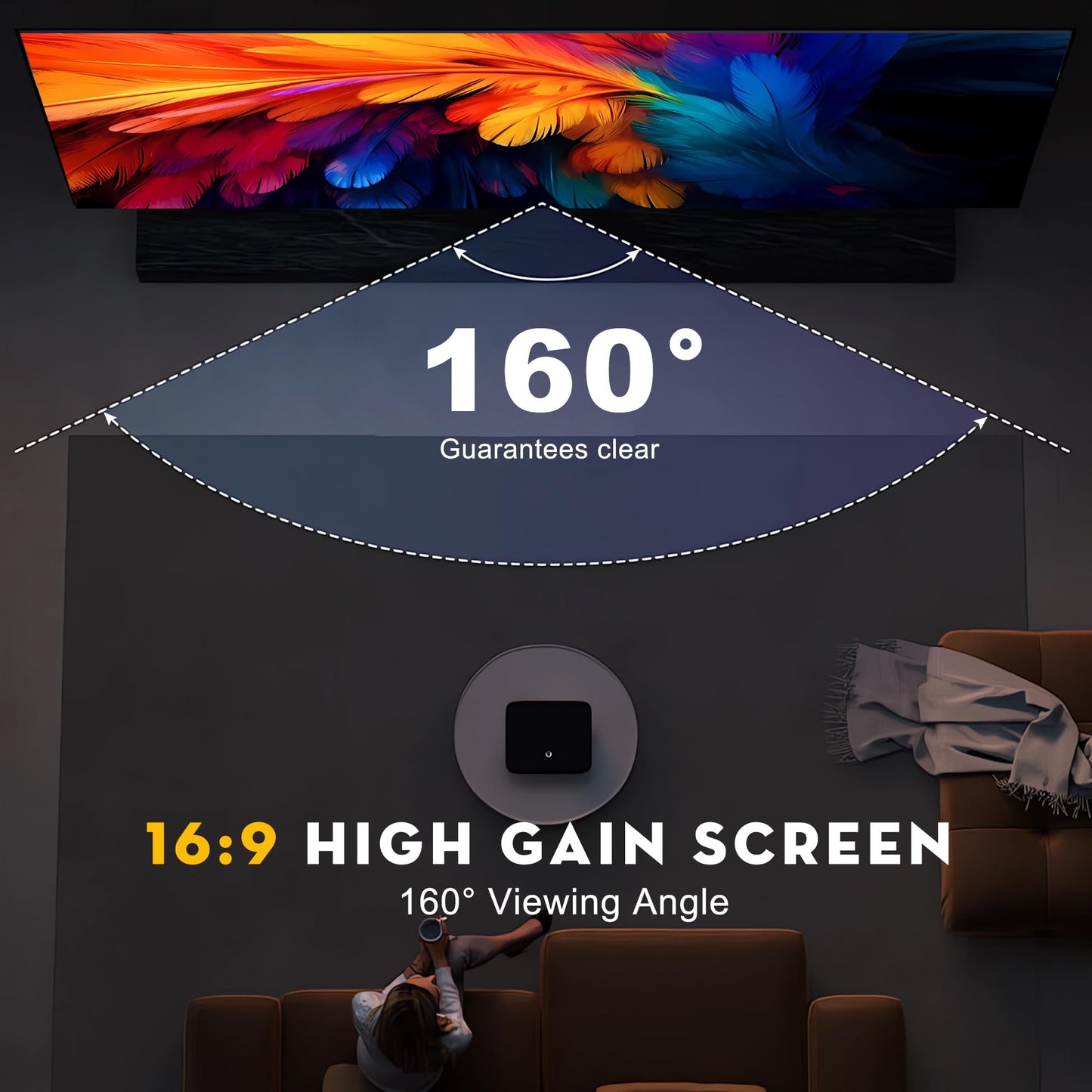 Aerixtron - visualización de proyector de malla de aire 3D de 16.4 pies, visualización portátil 4K 16:9, pantallas de impacto de simulador de golf profesional para cine en casa al aire última